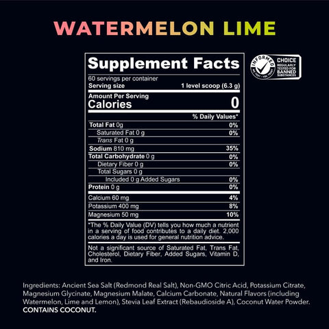 Redmond Re-Lyte Sugar Free Electrolyte Powder Drink Mix (Watermelon Lime)