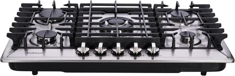 30 Inch Gas Cooktop Built-in 5 Burners Stainless Steel Gas Stovetop LPG/NG Convertible Dual Fuel Gas Hob DT5703