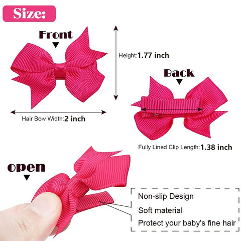 ALinmo Hair Clips for Girls 100PCS - 2" Fully Lined Tiny Bows, Alligator Clips for Infants and Toddlers in Pairs