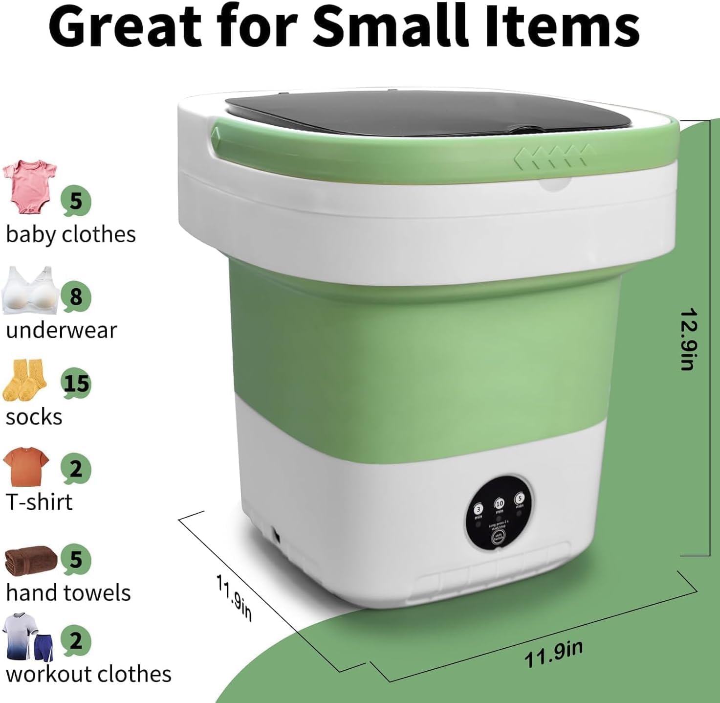 Mini Portable Washing Machine, Upgraded Washer with Spin Basket Laundry Machine, 3 Cleaning Modes Suitable for Small Clothes, Foldable Design Ideal for Hotel,Apartment, Home and Campain