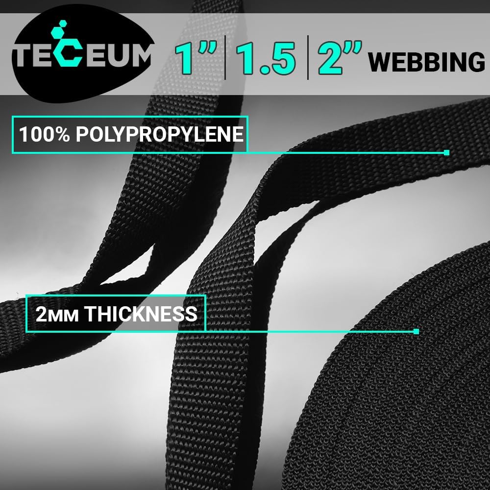 TECEUM Webbing Strap, 3/4" to 2", 10-50 Yds, Multi-Color Heavy Duty Tape