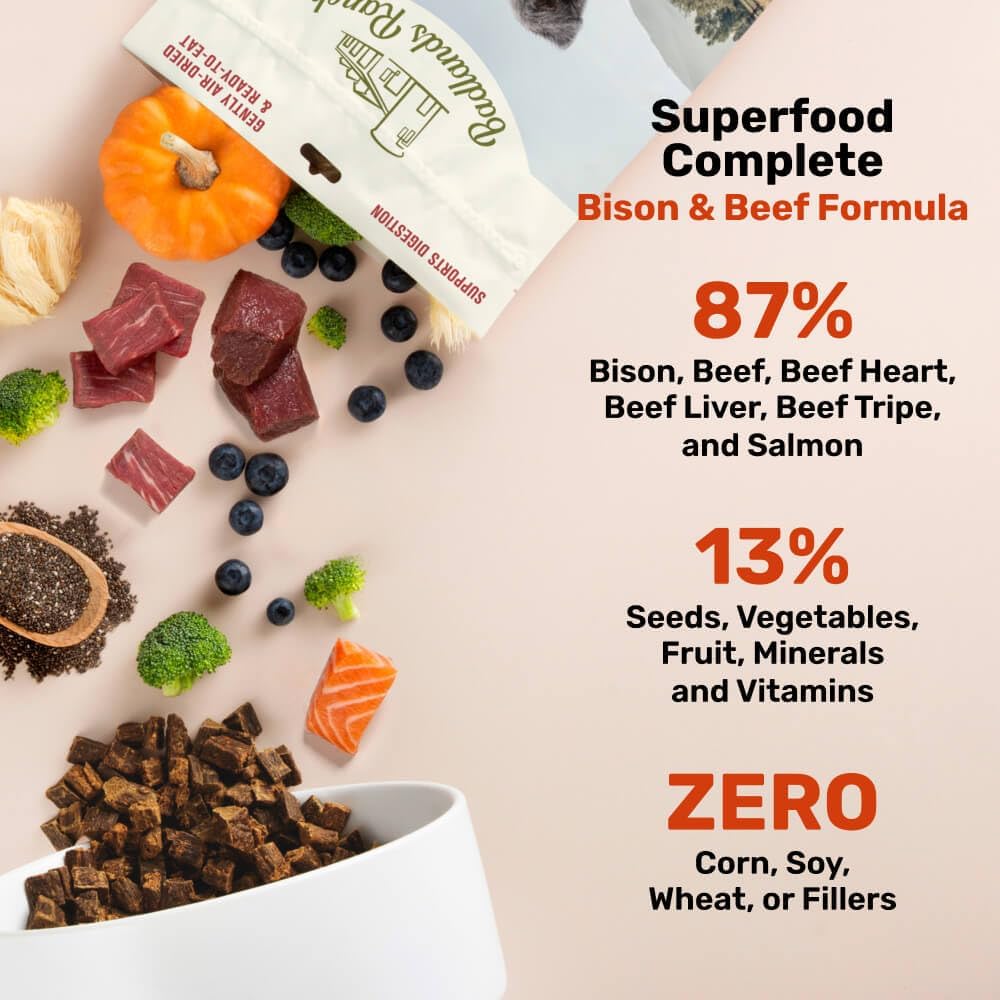 BADLANDS RANCH Air-Dried Beef & Bison Dog Food, 87% Meat, 24 oz