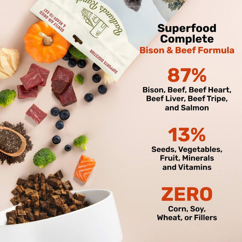 BADLANDS RANCH Air-Dried Beef & Bison Dog Food, 87% Meat, 24 oz