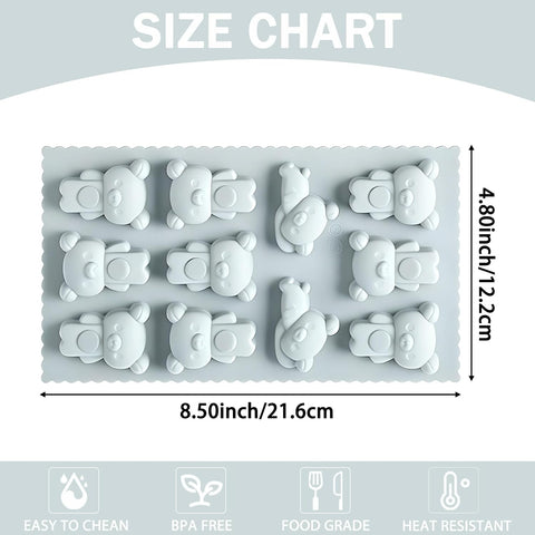 2Pcs Silicone Cute Bear Molds, 11-Cavity Teddy Bear Chocolate Molds for Candy, Jello, Ice Cube, Cookie, Dessert, Cake Decoration