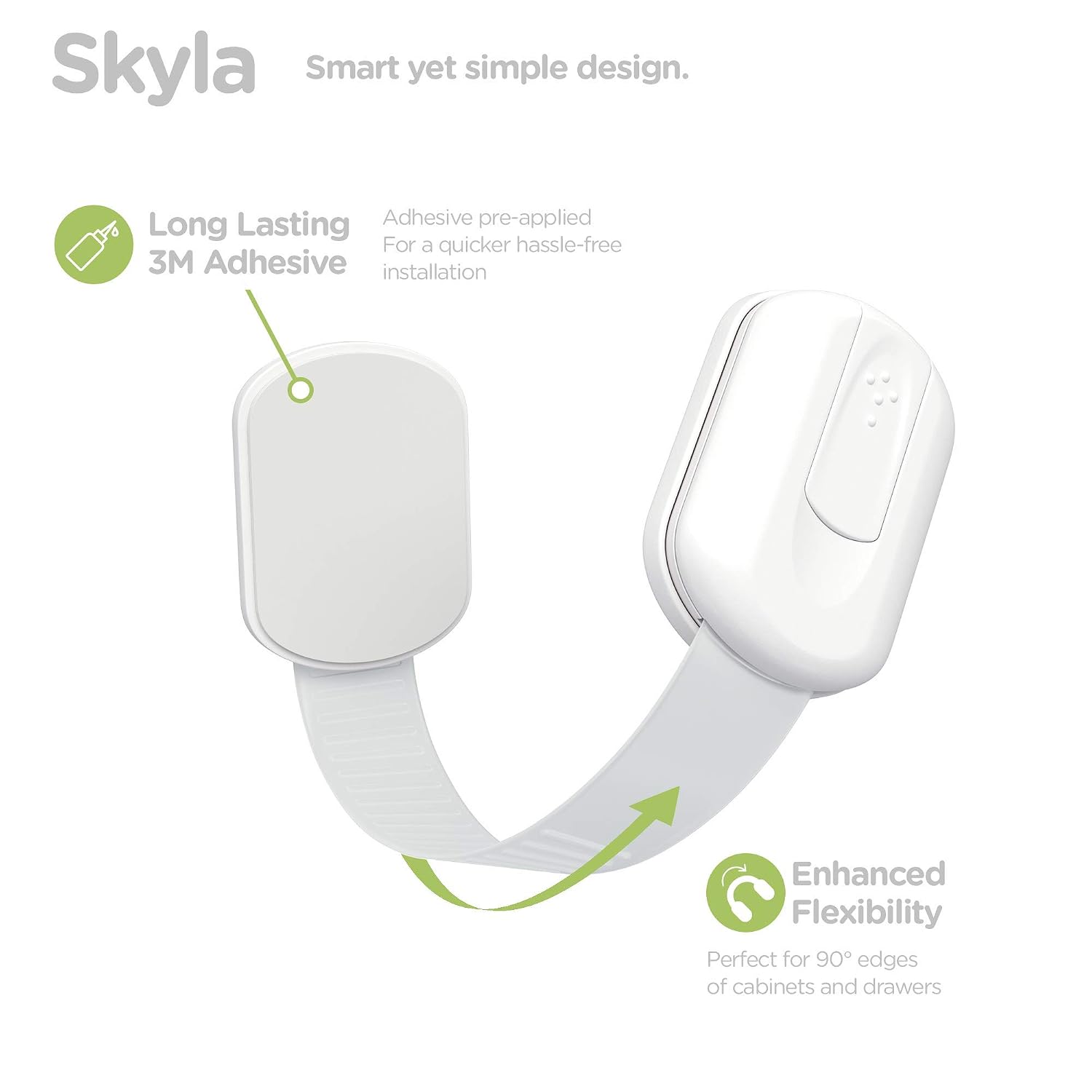 SKYLA HOMES Cabinet Strap Locks for Baby Proofing, 12 Pack, White