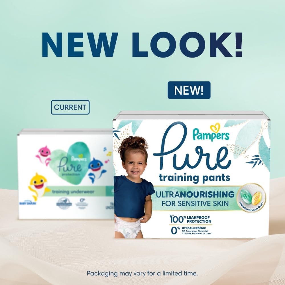Pampers Pure Protection Training Underwear, Unisex, Size 3T4T, 58 Count, Premium, Hypoallergenic, Soft, Absorbent