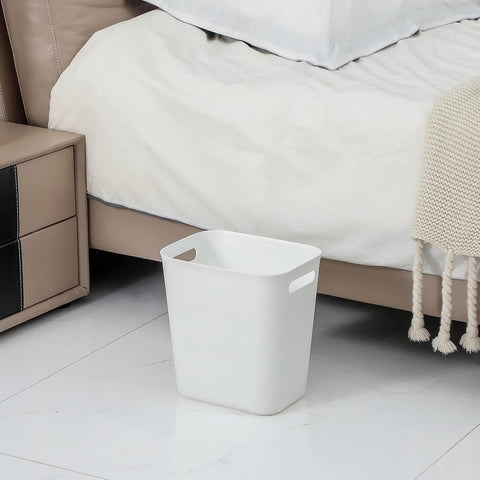 UUJOLY Plastic Small Trash Can Wastebasket, Garbage Container Basket for Bathrooms, Laundry Room, Kitchens, Offices, Kids Rooms, Dorms, 3.5 Gallon, White