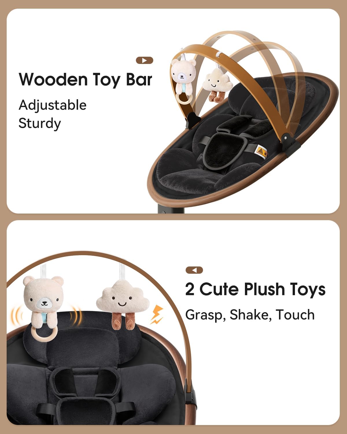 Baby Swings for Infants, Electric Infant Swing with 5 Speed Modes, Black
