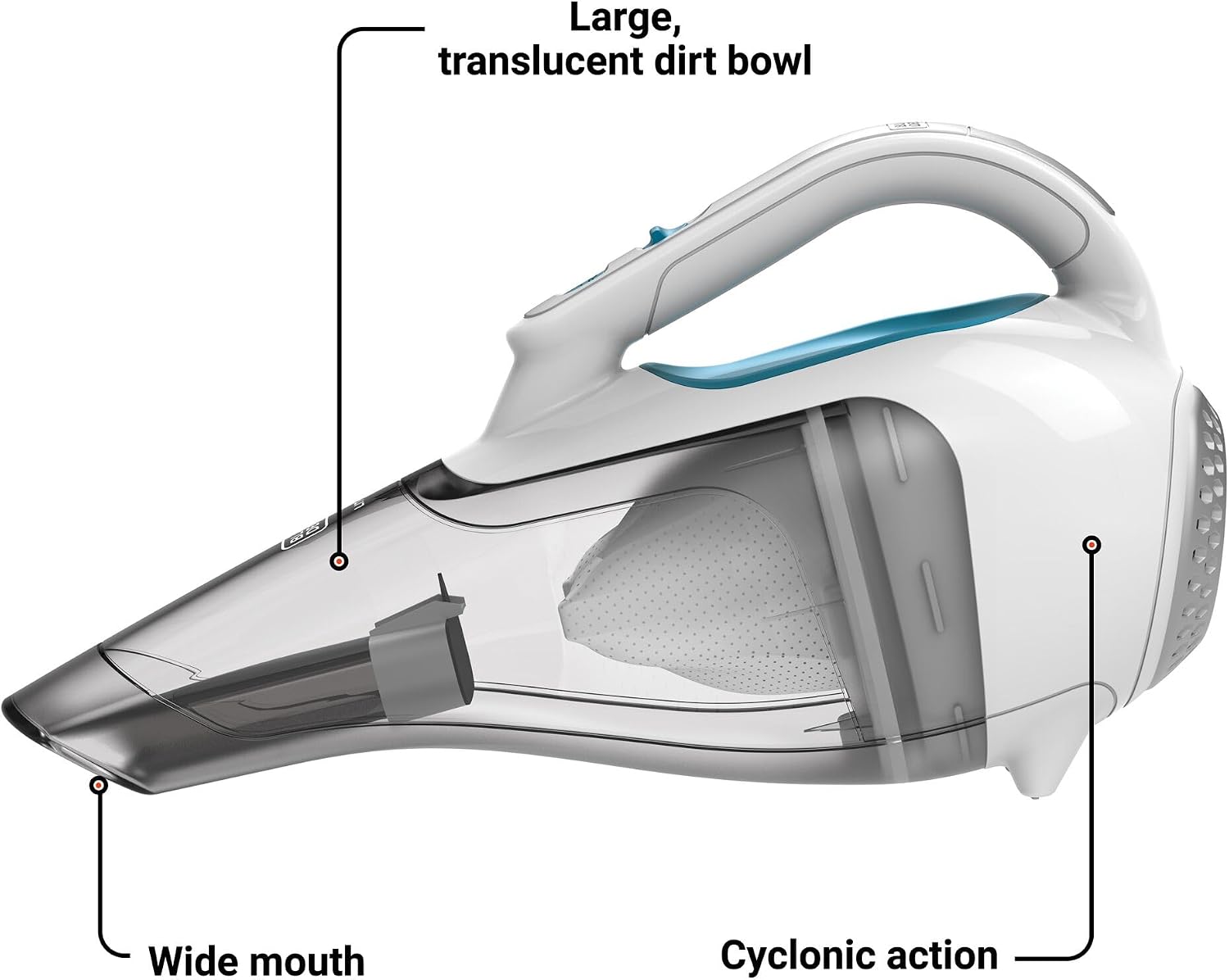 BLACK+DECKER dustbuster Cordless Handheld Vacuum, Portable Vacuum for Car and Home Rechargeable, Powerful Suction, Wide Mouth (HHVI315JO42)