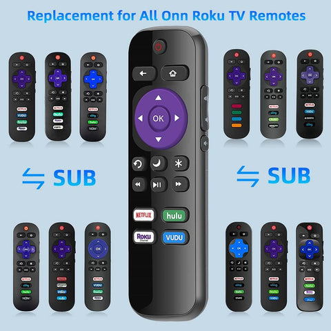 Gvirtue Replacement Remote Control Compatible for All Onn Roku Smart TV, Universal for Onn Roku TV Remote, for 24” 32” 40” 43” 50” 55” 58” 65” 70” Roku TV with Netflix Hulu Vudu Button