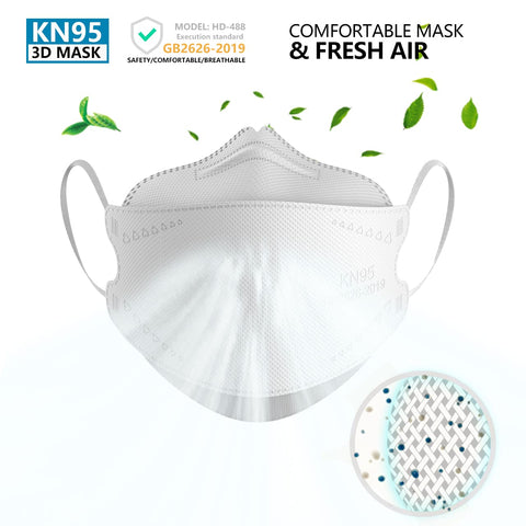 KN95 Face Masks 50 Pack, Breathable Comfortable and Disposable KN95 Mask, White