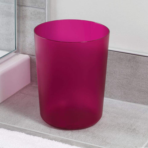 iDesign Round Plastic Trash Can for Bath, Bedroom, Office - The Finn Collection – 7.64" x 10", Magenta