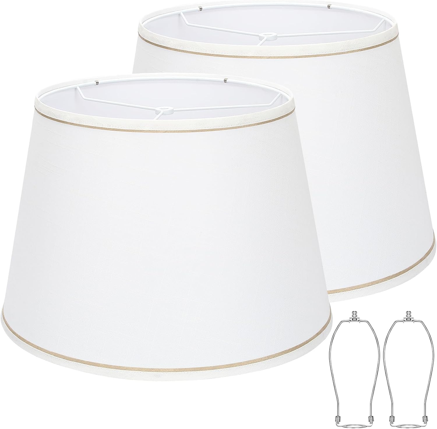 Large White Lamp Shades Set of 2, 12"Top x 16"Bottom x 11"High