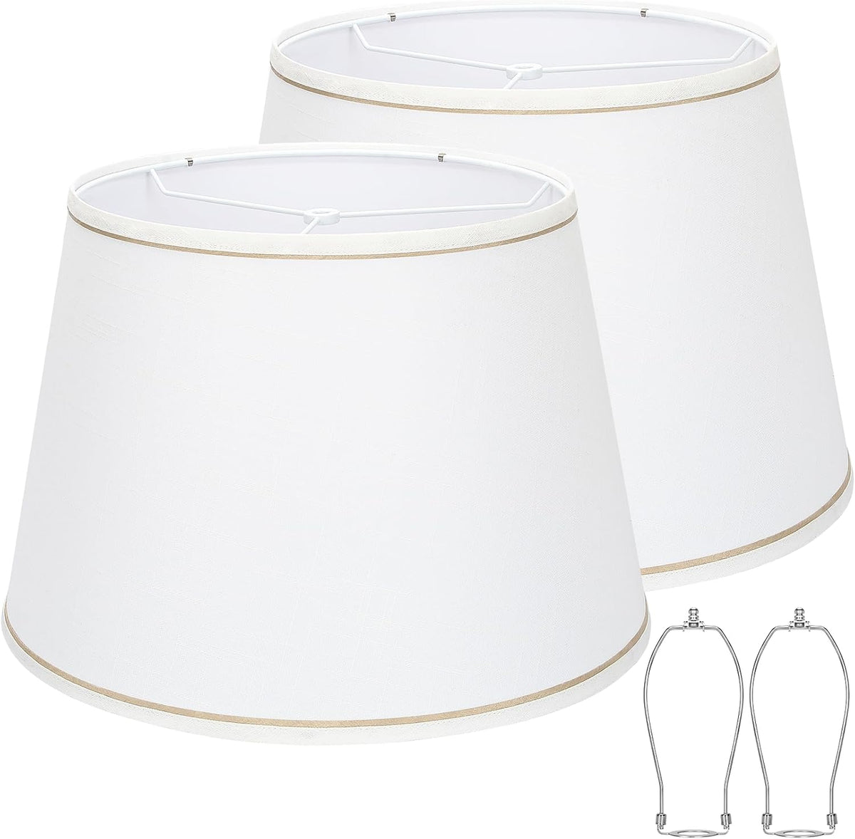 Large White Lamp Shades Set of 2, 12"Top x 16"Bottom x 11"High