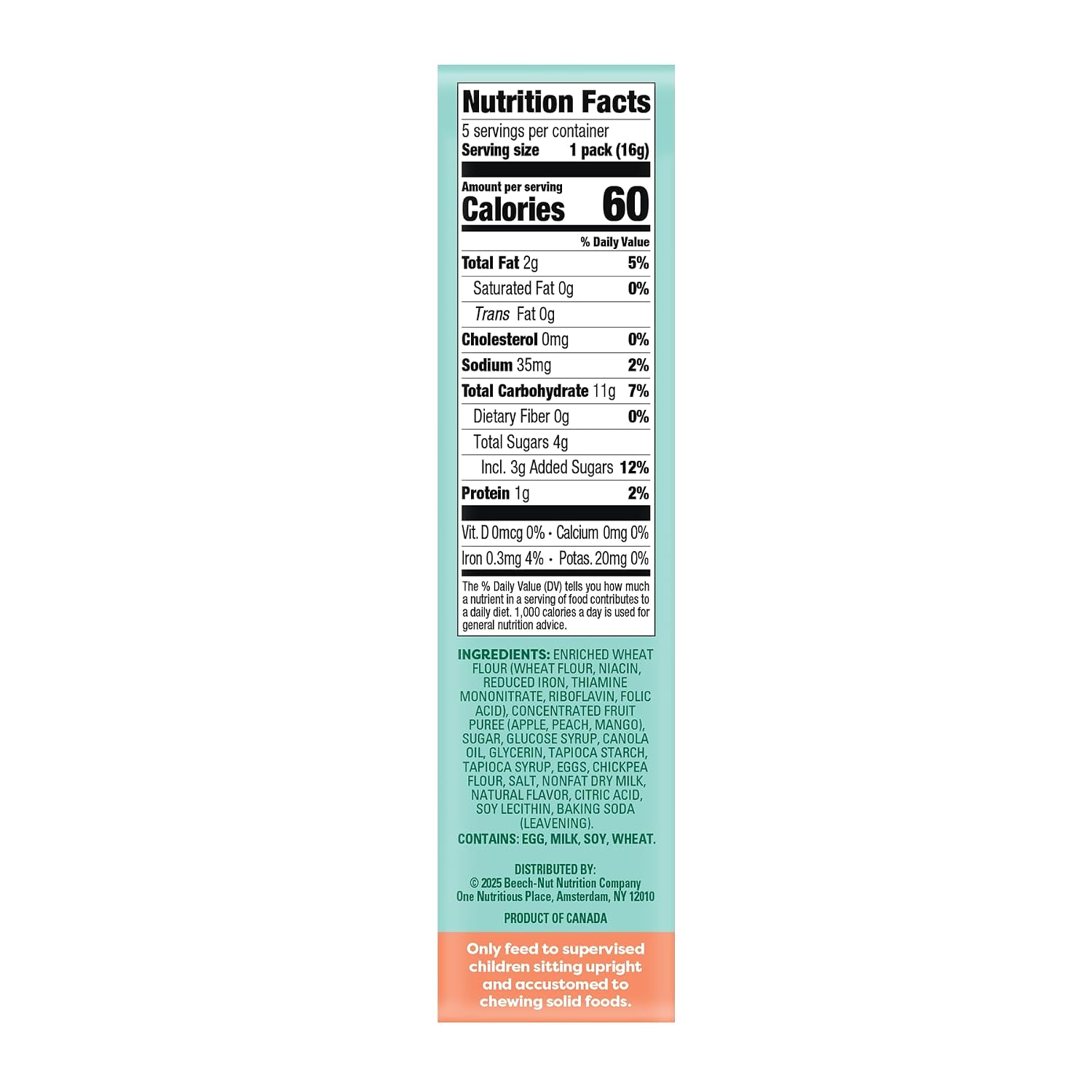 Beech-Nut Jammin' Waffles Toddler Snack, Peach Mango, 50 Snack Packs