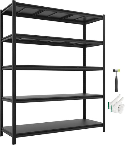 VEVOR Garage Shelving, 5-Tier Adjustable Storage Shelves, 3000 lbs Heavy Duty Garage Shelves, Metal Utility Rack Shelf for Garage Workshop Warehouse Basement, 59.49" W x 20.55" D x 71.38" H