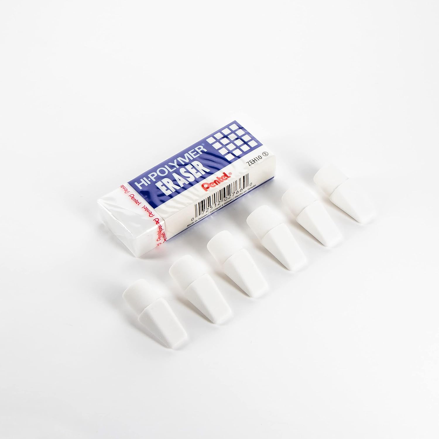 Pentel HI-Polymer Eraser Combo Pack, 6 Caps, 1 Large (ZEH0210BP7)