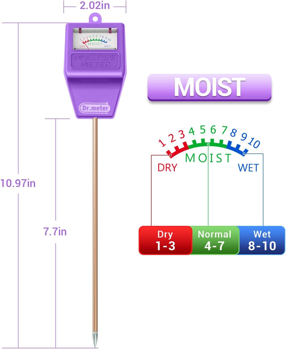 Dr.meter Soil Moisture Meter for Plants, Plant Water Gauge Test Kit