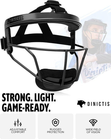 Dinictis Softball Face Mask, Lightweight, Comfortable, with Wide Field Vision, Durable and Safe Face Guards, Premium Protective Softball Fielder's Mask