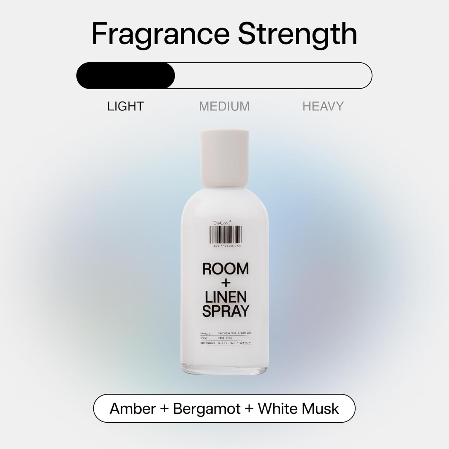 DedCool, Room + Linen Spray in Xtra Milk, Essential Oil Infused, 3.4 fl oz