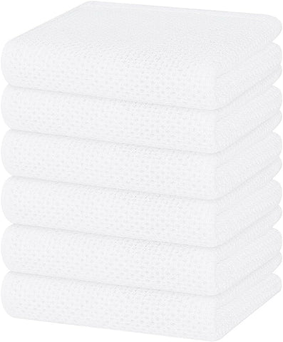 Homaxy 100% Cotton Waffle Weave Kitchen Dish Towels 6-Pack, White