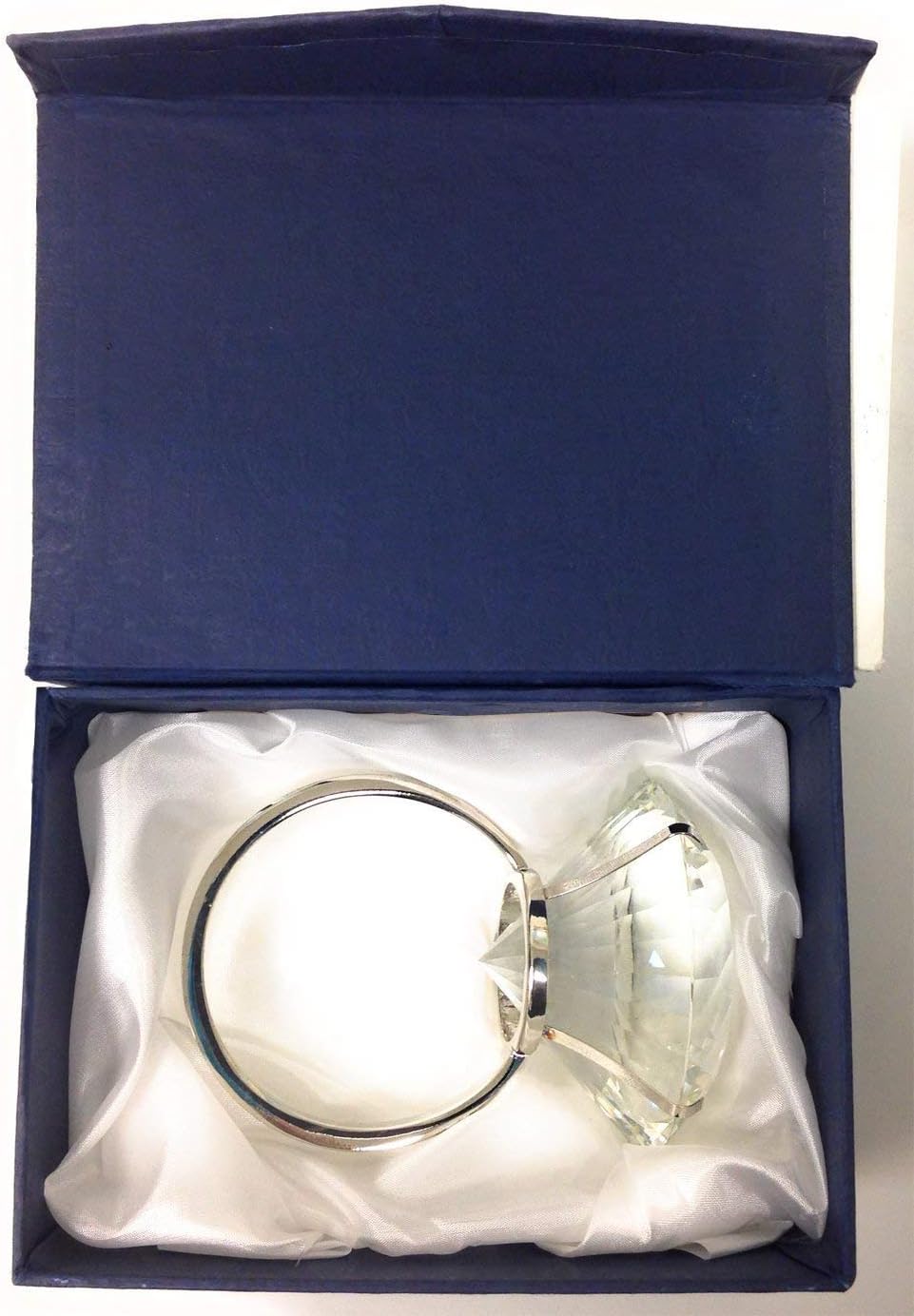 Amlong Crystal Large 3 inch Diameter Clear Crystal Diamond Ring Paperweight with Gift Box
