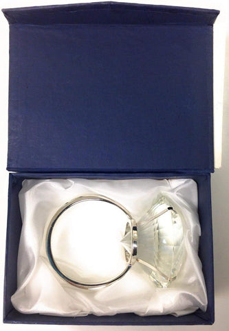 Amlong Crystal Large 3 inch Diameter Clear Crystal Diamond Ring Paperweight with Gift Box