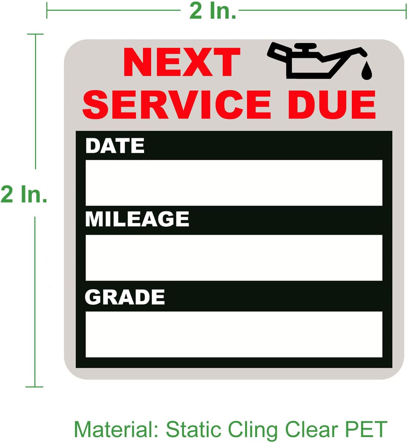 Oil Change Stickers Static Cling, 120pcs 2x2 in for Car Windshield