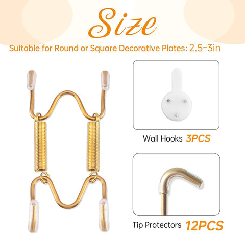 Bilillo 3 Pcak Plate Hangers for The Wall, Fits 2.5-3 inch Decorative Plate