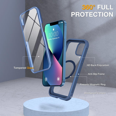 Miracase for iPhone 13 mini Case 5.4",Built-in Screen Protector,Dark Blue