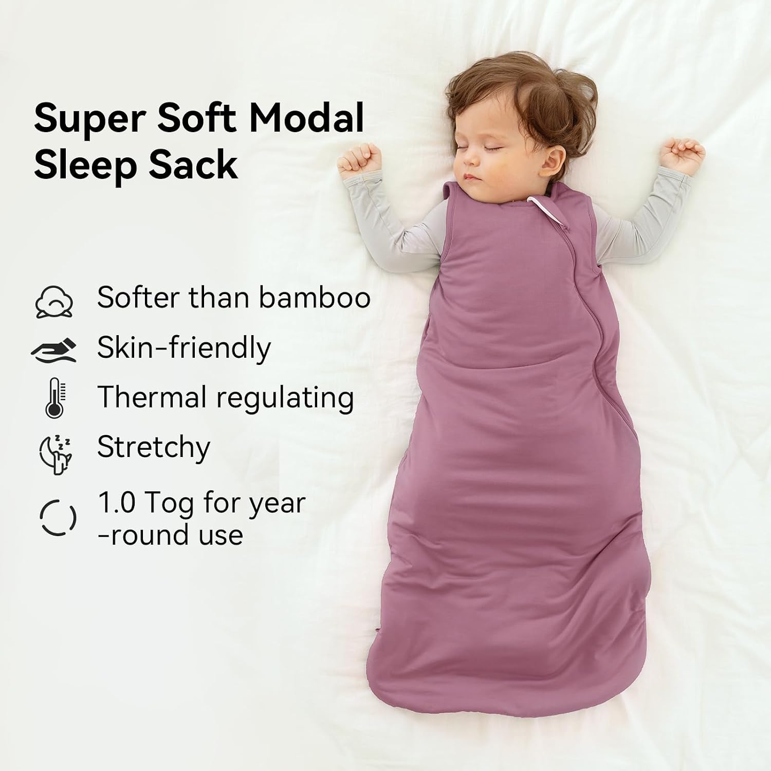 BubblePanda Modal Sleep Sack 12-18 Months 0.5 Tog Soft Baby Sleeping Bags