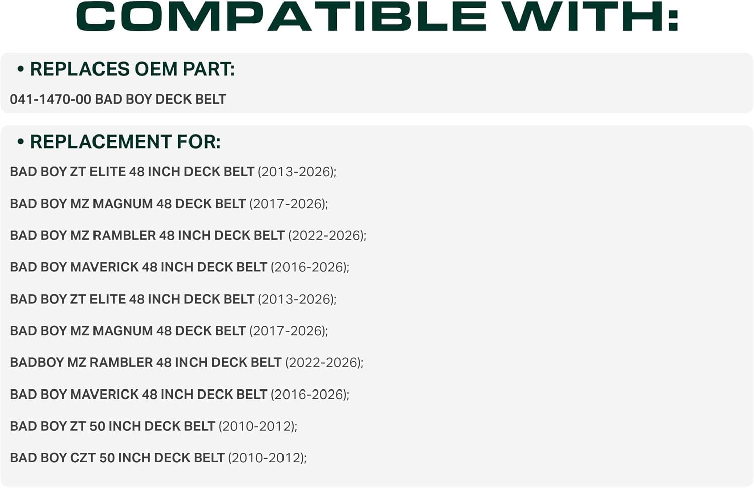 UDC Parts 041-1470-00 Deck Belt Replacement Bad Boy, 5/8" x 149.75"