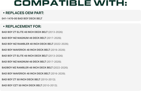 UDC Parts 041-1470-00 Deck Belt Replacement Bad Boy, 5/8" x 149.75"