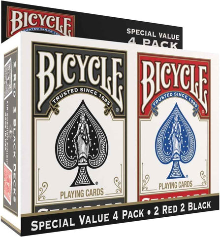 Bicycle Playing Cards 4 Pack Standard Index Poker Size Red and Black