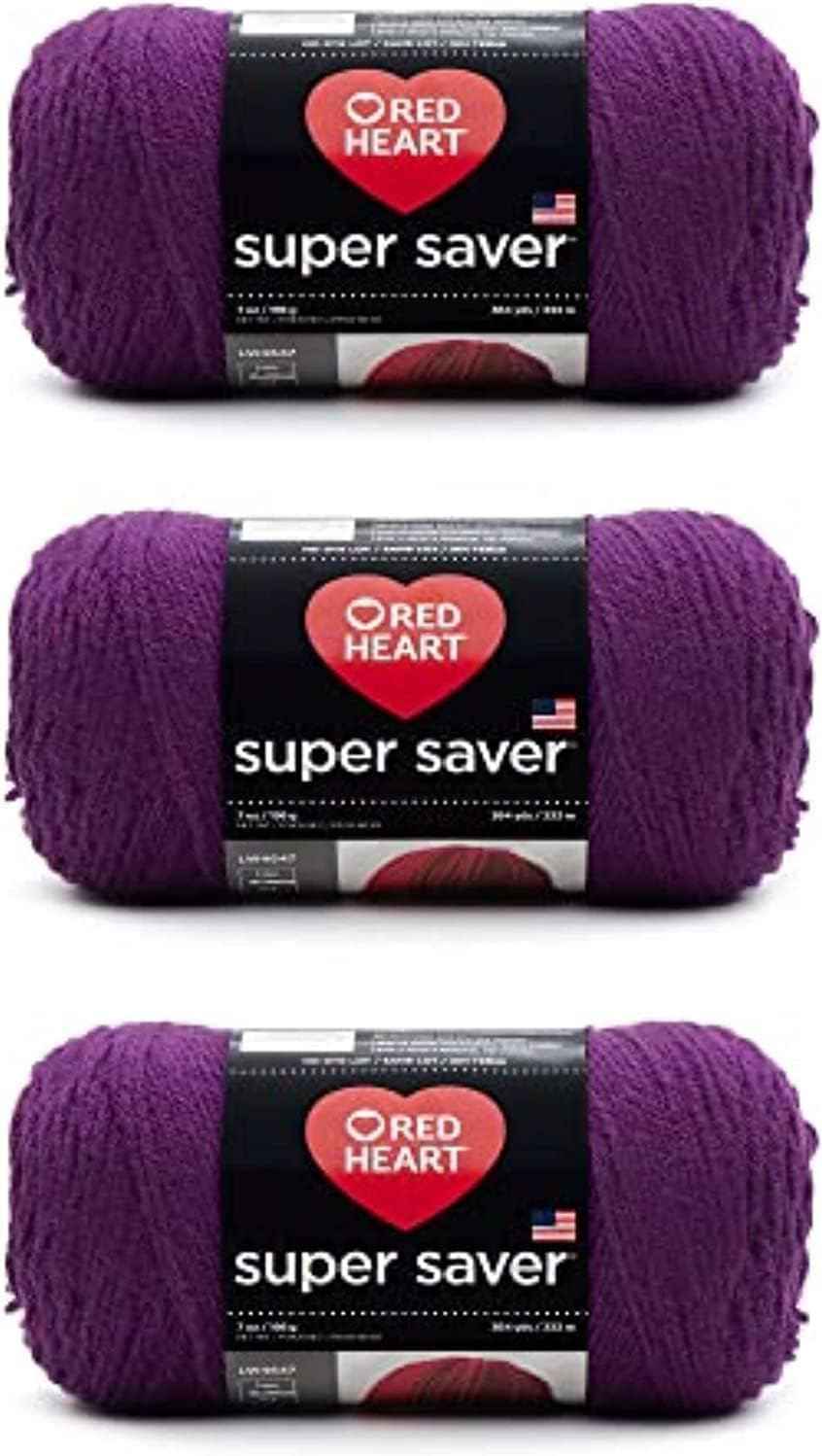 RED HEART Super Saver 3-Pack yarn, DARK ORCHID 3 Pack