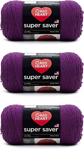 RED HEART Super Saver 3-Pack yarn, DARK ORCHID 3 Pack