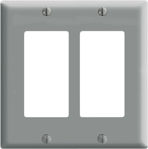Leviton 2-Gang Decora/GFCI Device Wallplate, Standard Size, Thermoset, 80409-W, White