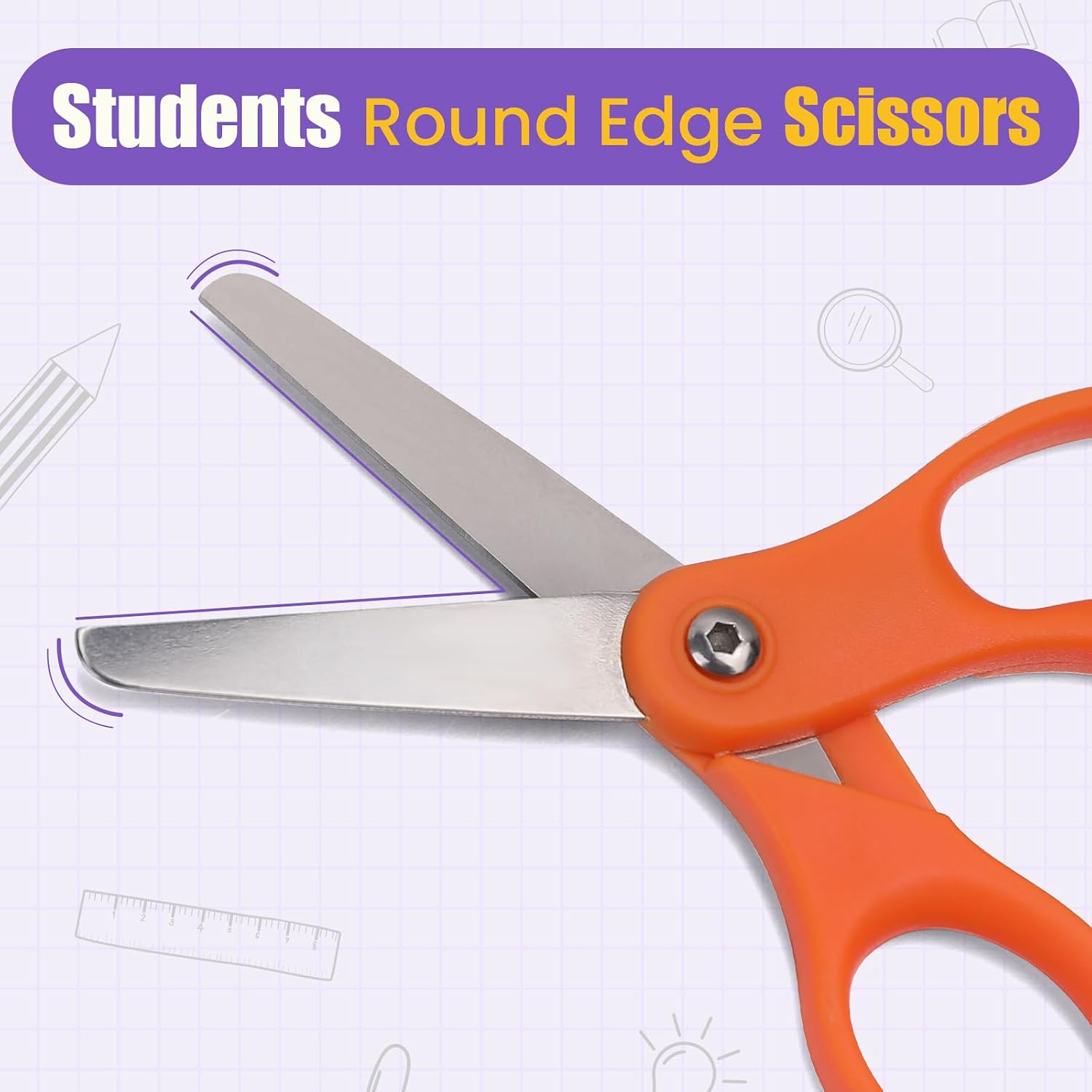 BURVAGY 12 Pack 5" Kids Scissors Safety Children Small Scissors for School