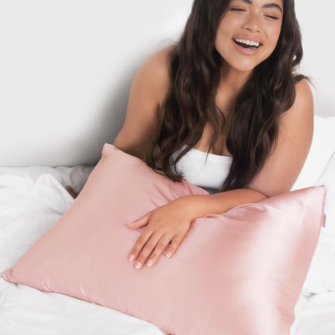 Kitsch Satin Pillowcase with Zipper for Hair & Skin, Softer Than Silk Pillow Cases Queen, Smooth Pillow Covers, Machine Washable, Wrinkle-Free, Cooling Satin Pillow Cases Standard Size 19"x26" (Blush)