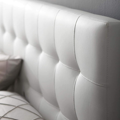 Modway Lily Tufted Faux Leather Upholstered Full Headboard in White