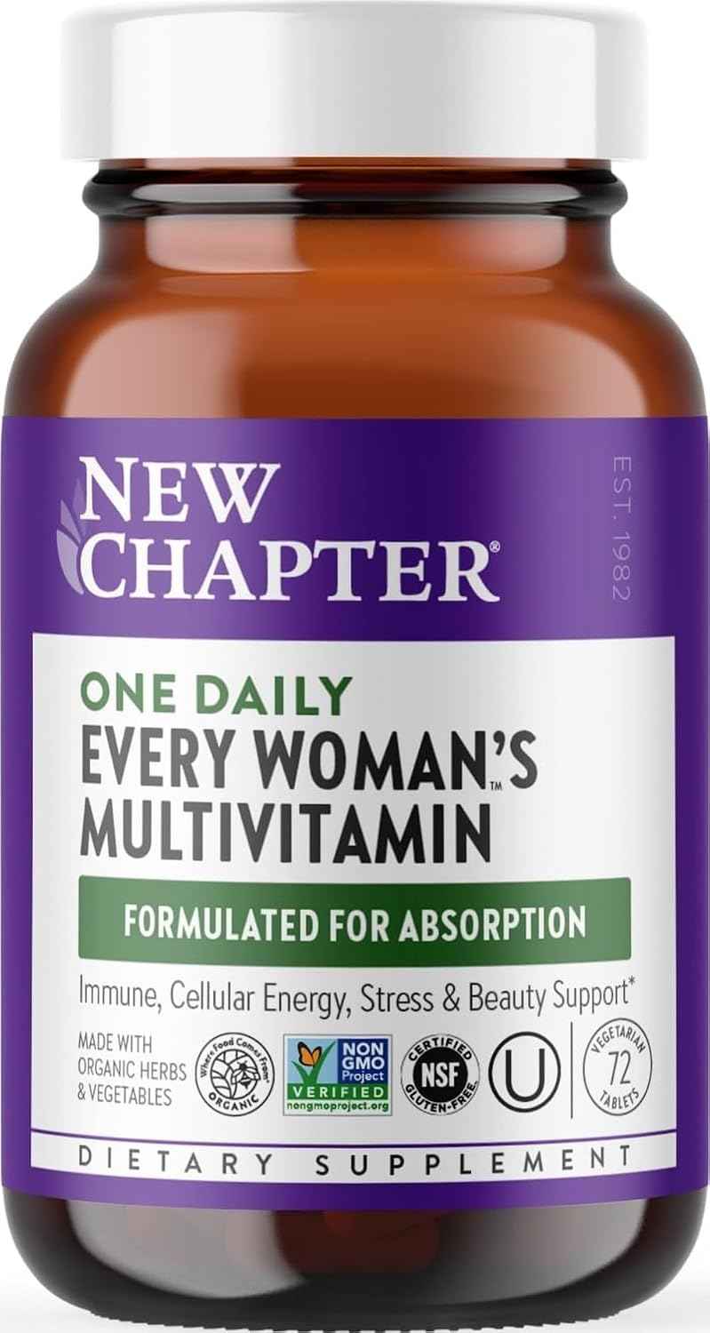 New Chapter Every Woman's One Daily Multivitamin, 72 Tablets | Whole-Food Fermented Nutrients for Bone, Cellular Energy, and Immune Support, No Added Sugar, Vegetarian and Gluten Free