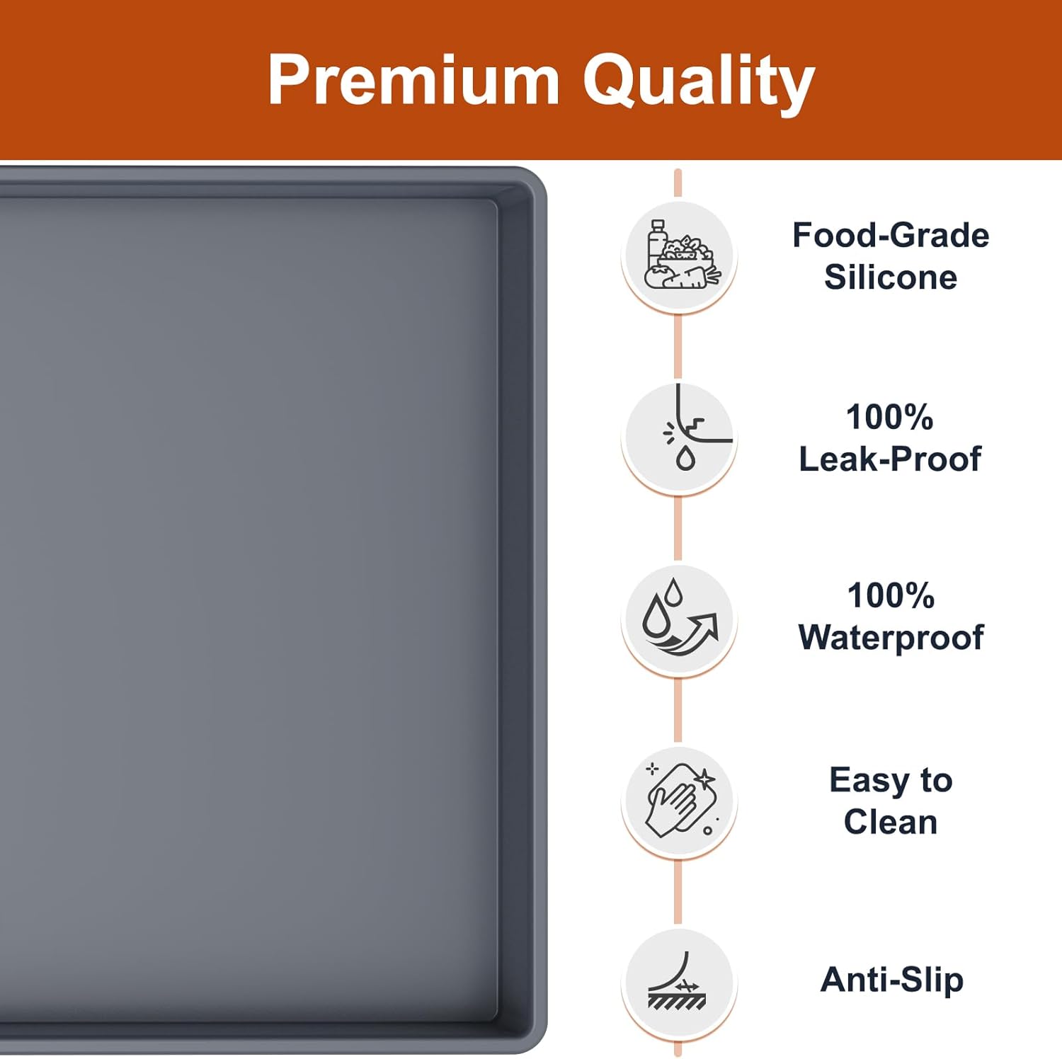 34" x 22" Extra Thick Silicone Mat Waterproof with Raised Edge,
