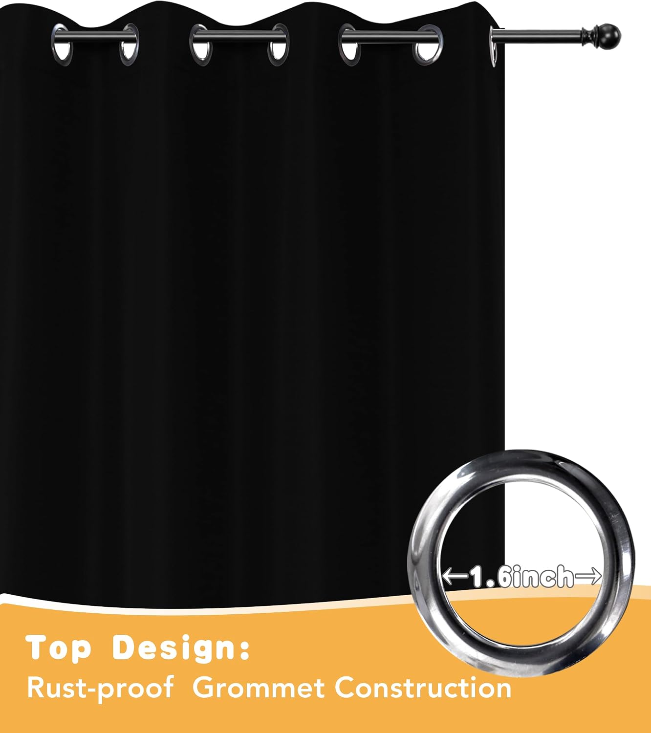 HolidayIdeas Outdoor Curtains for Patio Waterproof 4 Pcs 54x84 Inch Black