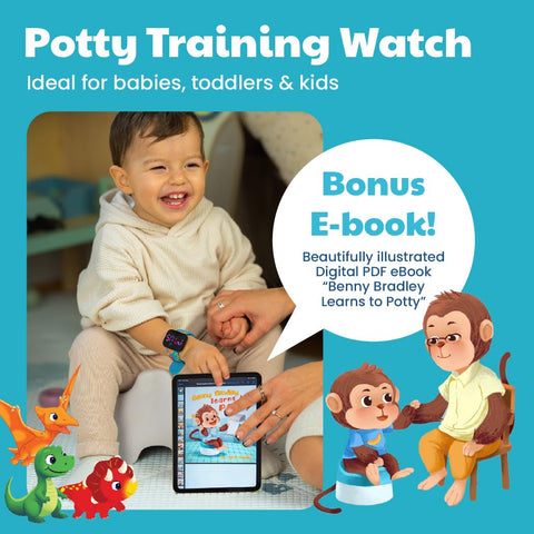Potty Training Watch for Kids V2 – A Water Resistant Toilet Reminder Device for Boys & Girls to Train Your Toddler with Fun/Musical & Vibration Interval Reminder with Potty Training eBook (Dino)