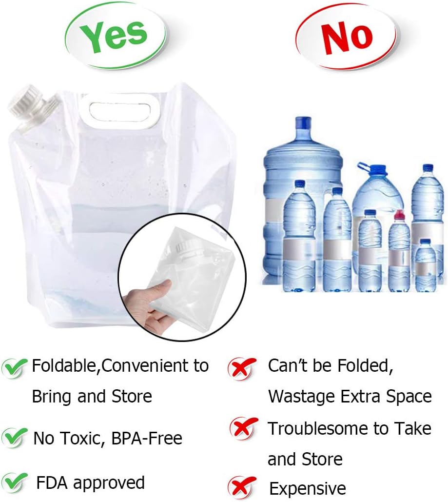 SUPANT Collapsible Emergency Water Jug Container Bag, Freezable, BPA Free Plastic Water Carrier Tank, Outdoor Folding Water Bag for Sport Camping Riding Mountaineer Backoacking, Food Grade