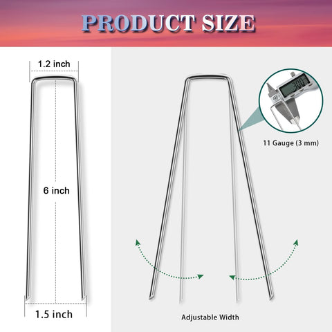 Gtongoko 120 Pack Landscape Staples 6 Inch, Galvanized Garden Stakes