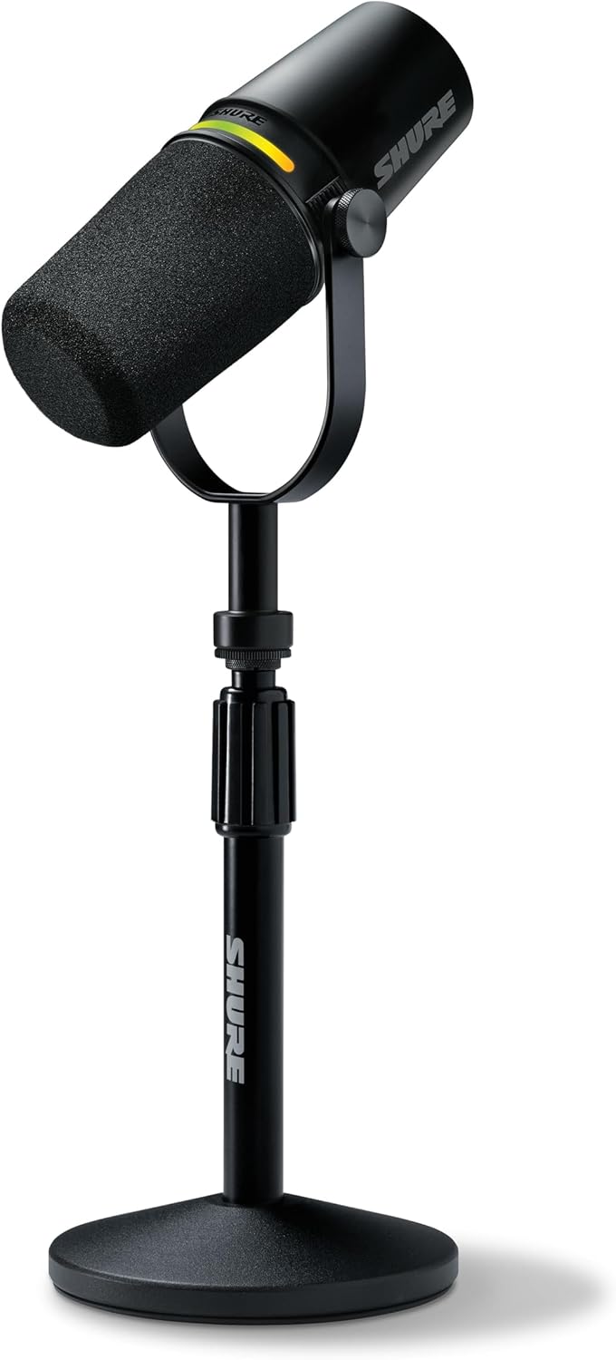 Shure MV7+ USB-C & XLR Podcast Dynamic Mic with Stand - Black