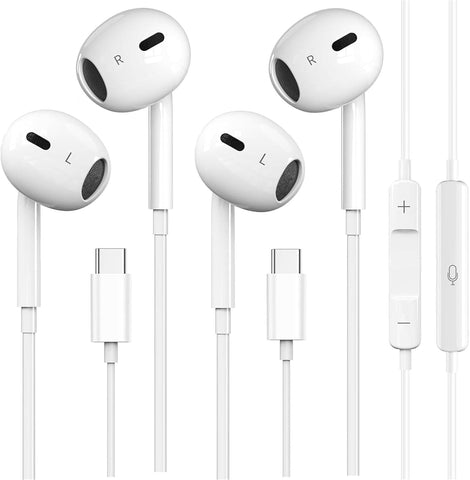 2 Pack USB C Wired Headphones for iPhone 17/16/15 Pro Max Earbuds