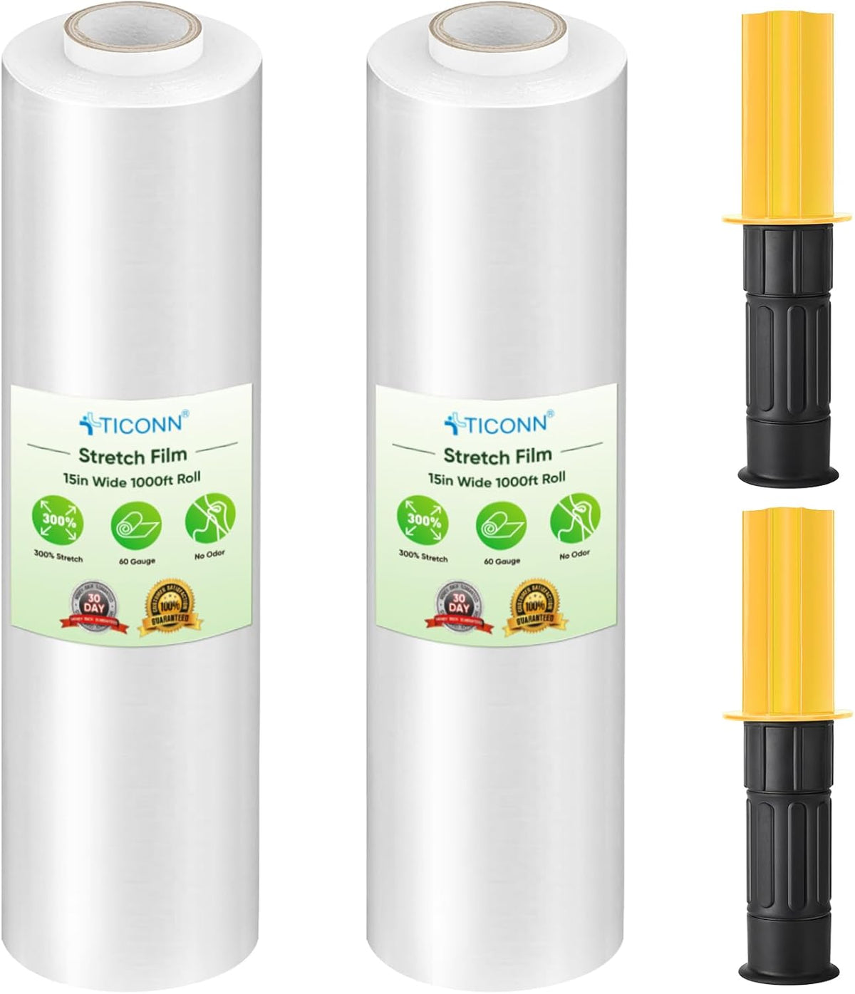 TICONN Stretch Wrap Roll, 15 in x 1000 ft Plastic Wrap for Moving Furniture
