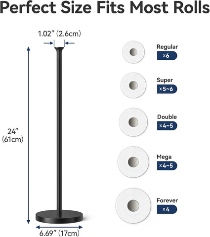 Toilet Paper Holder Stand (with Reserve Function), Free-Standing Storage